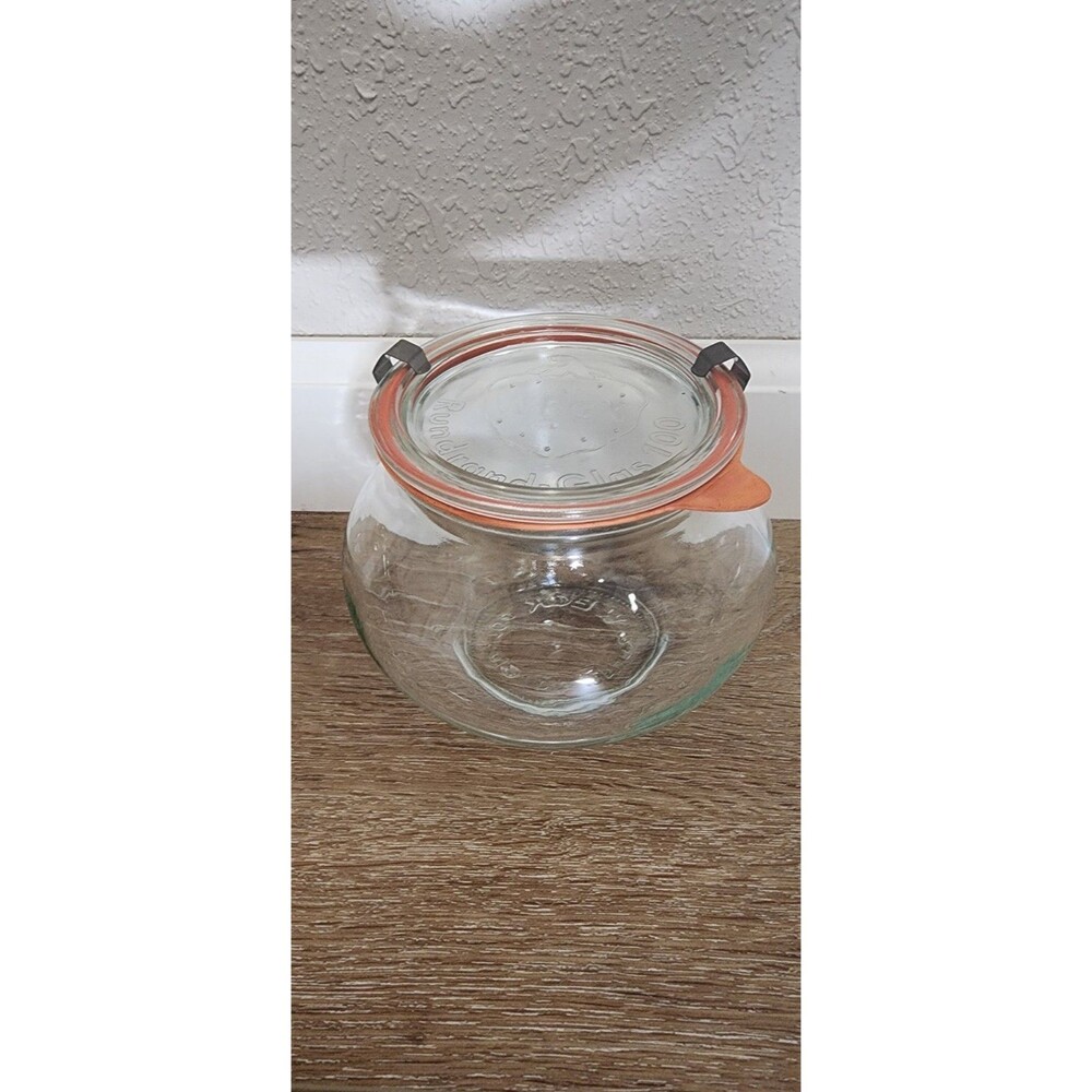 WECK Glass Jar Rundrand Glas 100 Tulip Strawberry With Lid, Clips & Gasket